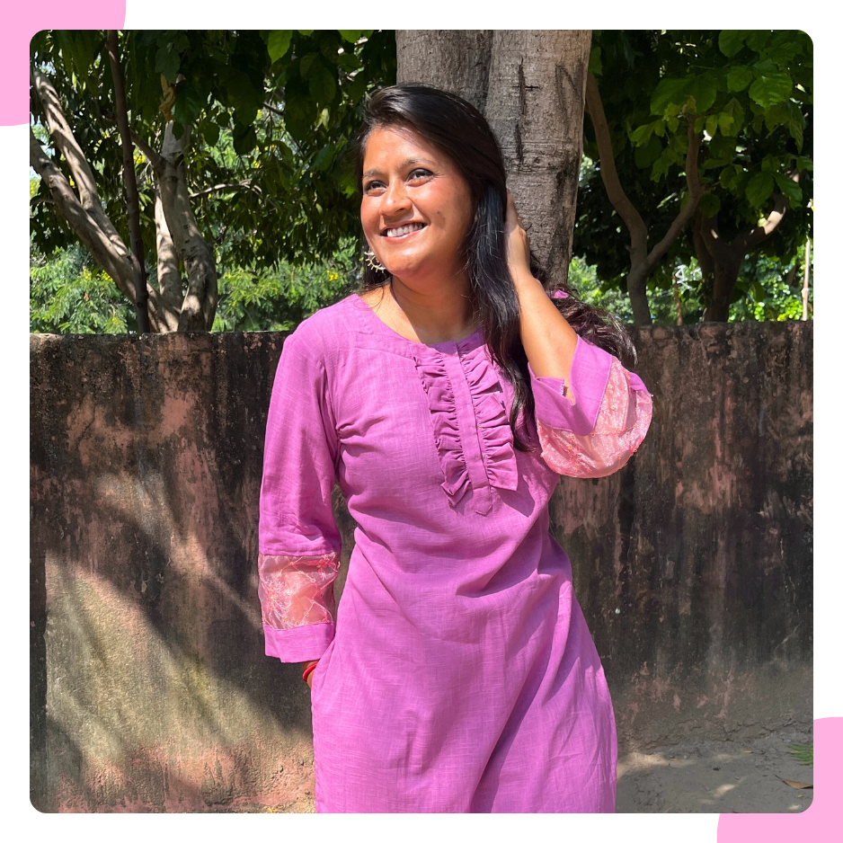 Soft Mauve Cotton Flex Co-ord Set with Crochet Lace Detailing