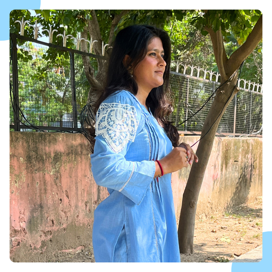 Pale Blue Cotton Flex Co-ord Set with Crochet Lace Detailing